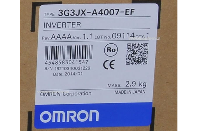 Falownik Omron serii JX moc 0,75kW/400V-3G3JX-A4007-EF