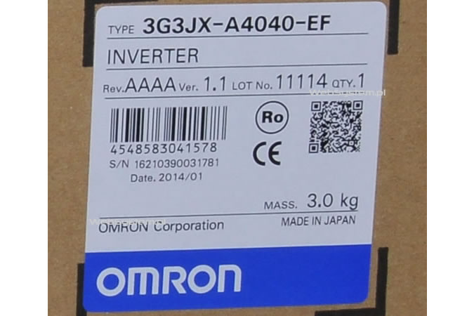 Falownik Omron serii JX moc 4,0kW/400V-3G3JX-A4040-EF