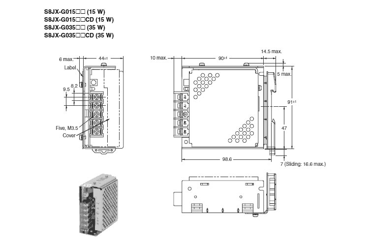 Zasilacz Omron 15W 24V 0,65A S8JX-G01524CD