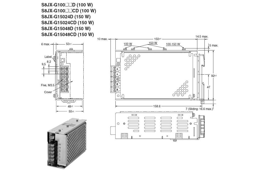 Zasilacz Omron 100W 24V 4,5A S8JX-G10024CD