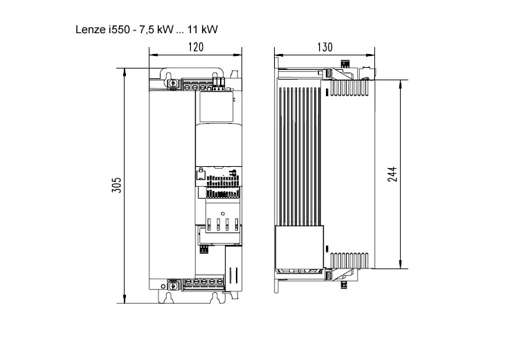 Falownik Lenze i550 moc 11kW zasilanie 3x400V IP20 RFI i55AE311F1