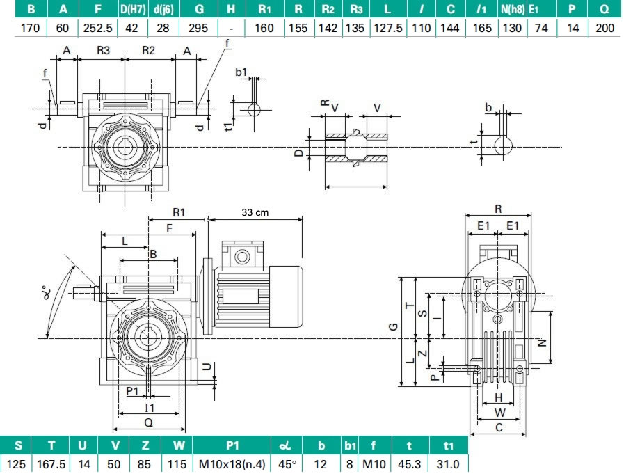 Motoreduktor GCM110 2,2 kW obroty n=23 i=60