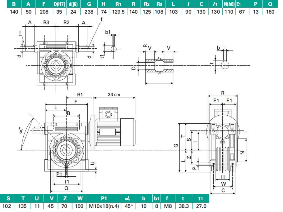 Motoreduktor GCM090 2,2 kW obroty n=70 i=20