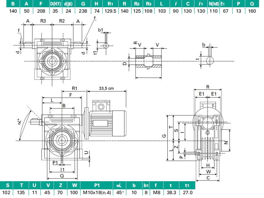 Motoreduktor GCM090 4,0 kW obroty n=56 i=25